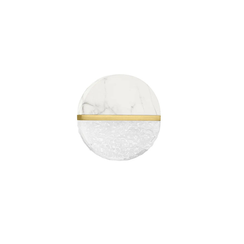 Kinkiet okrągły marmurowo-szklany Pianetti 15,8cm IP44 LED 2700K biały marmur / złoty mosiądz / przeźroczysty