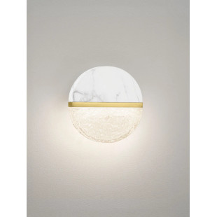 Kinkiet okrągły marmurowo-szklany Pianetti 15,8cm IP44 LED 2700K biały marmur / złoty mosiądz / przeźroczysty