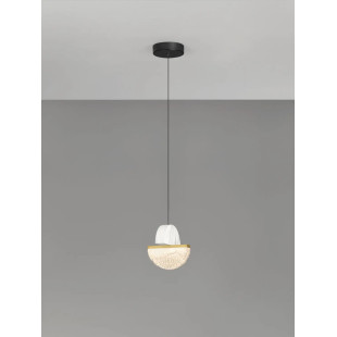 Lampa wisząca marmurowo-szklana Pianetti 16cm LED 3000K biały marmur / złoty mosiądz / przeźroczysty