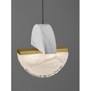 Lampa wisząca marmurowo-szklana Pianetti 16cm LED 3000K biały marmur / złoty mosiądz / przeźroczysty
