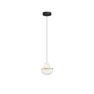 Lampa wisząca marmurowo-szklana Pianetti 16cm LED 2700K biały marmur / złoty mosiądz / przeźroczysty