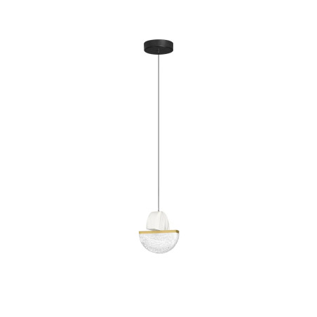 Lampa wisząca marmurowo-szklana Pianetti 16cm LED 2700K biały marmur / złoty mosiądz / przeźroczysty