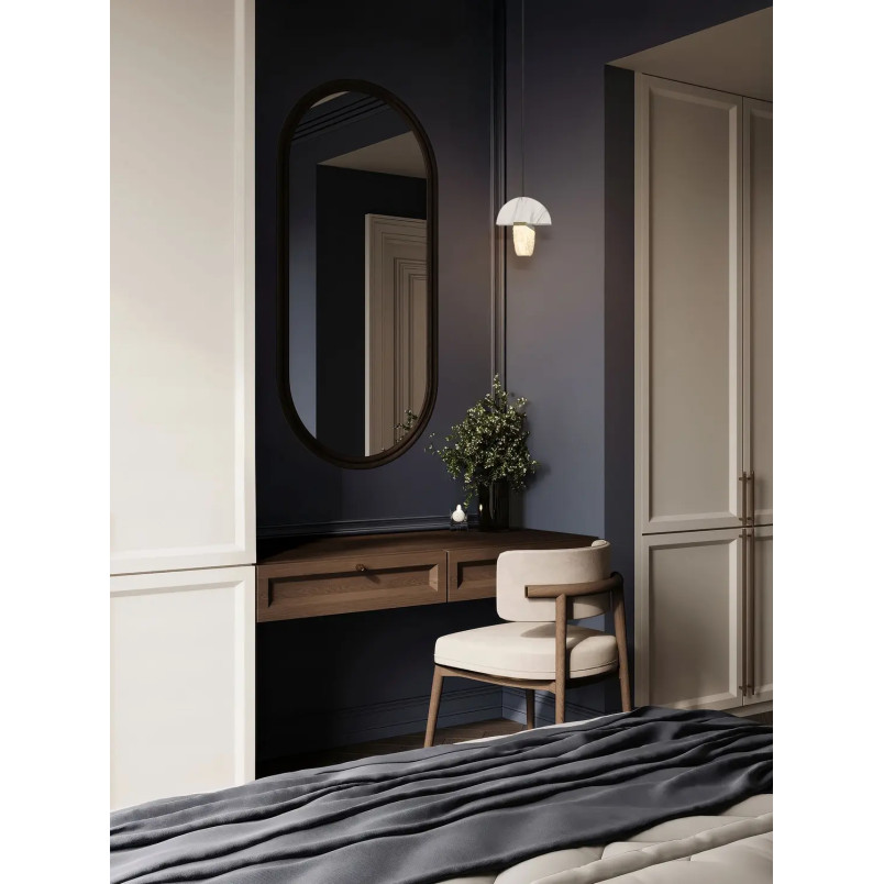 Lampa wisząca marmurowo-szklana Pianetti 16cm LED 2700K biały marmur / złoty mosiądz / przeźroczysty
