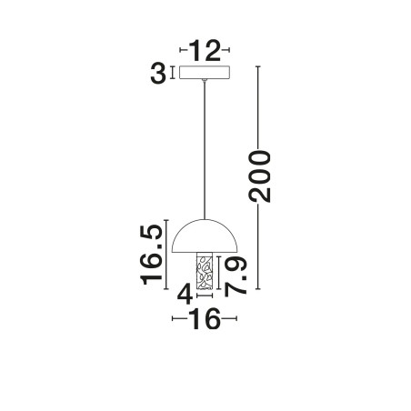 Lampa wisząca marmurowo-szklana Pianetti 16cm LED 2700K biały marmur / złoty mosiądz / przeźroczysty