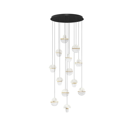 Lampa wisząca marmurowo-szklana Pianetti 78cm LED 3000K biały marmur / złoty mosiądz / przeźroczysty