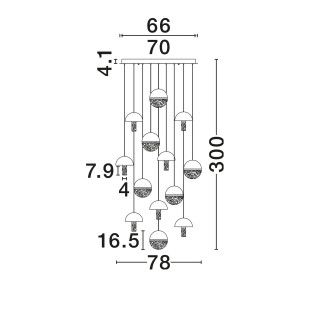 Lampa wisząca marmurowo-szklana Pianetti 78cm LED 3000K biały marmur / złoty mosiądz / przeźroczysty