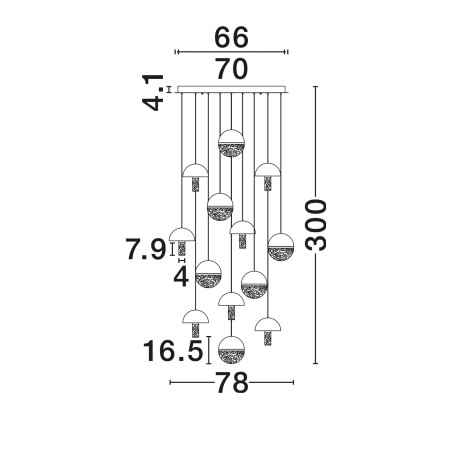 Lampa wisząca marmurowo-szklana Pianetti 78cm LED 3000K biały marmur / złoty mosiądz / przeźroczysty