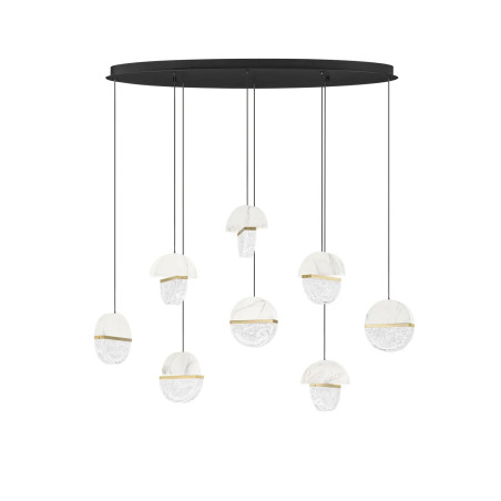 Lampa wisząca marmurowo-szklana Pianetti 105cm LED 3000K biały marmur / złoty mosiądz / przeźroczysty