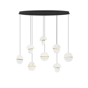 Lampa wisząca marmurowo-szklana Pianetti 105cm LED 2700K biały marmur / złoty mosiądz / przeźroczysty