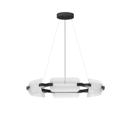Lampa wisząca okrągła - szkło ryflowane Corfino 81,5cm LED 3000K przeźroczysty / czarny