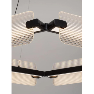 Lampa wisząca okrągła - szkło ryflowane Corfino 81,5cm LED 3000K przeźroczysty / czarny