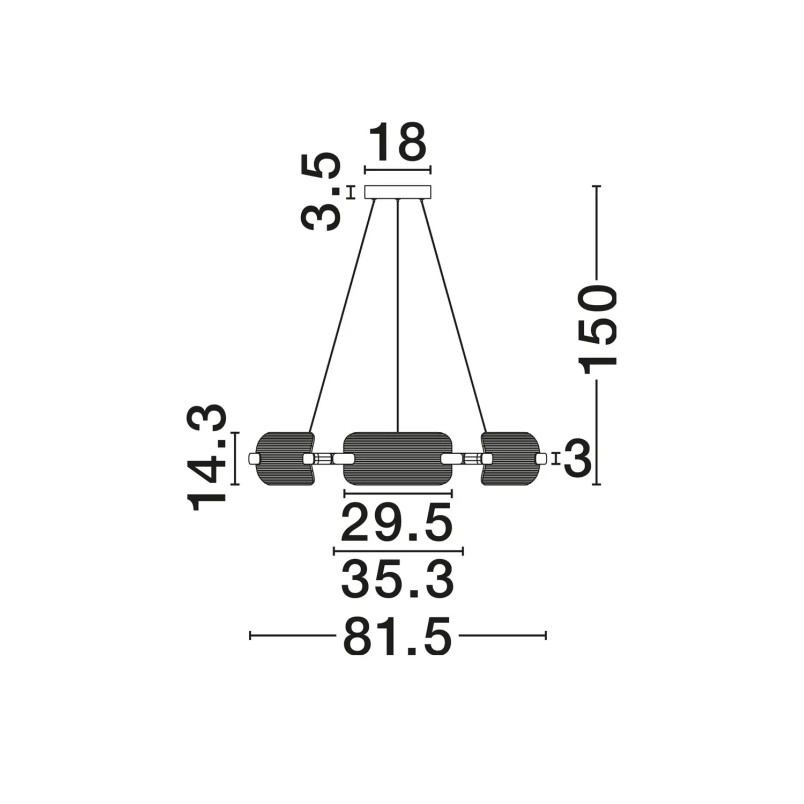 Lampa wisząca okrągła - szkło ryflowane Corfino 81,5cm LED 3000K przeźroczysty / czarny