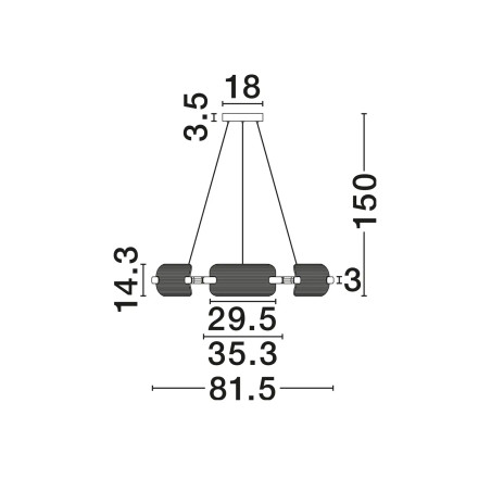 Lampa wisząca okrągła - szkło ryflowane Corfino 81,5cm LED 3000K przeźroczysty / czarny