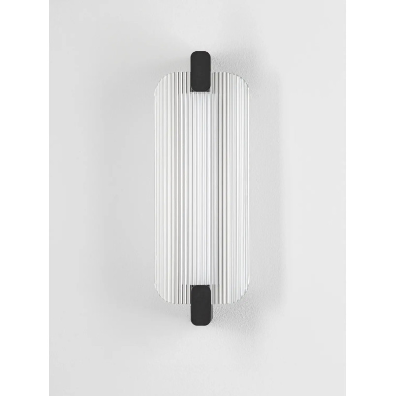 Kinkiet - szkło ryflowane Corfino H40cm LED 3000K przeźroczysty / czarny