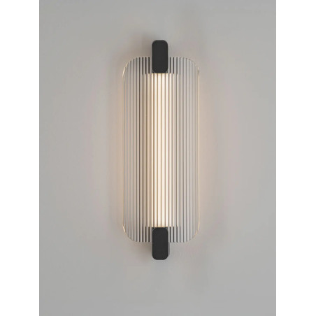 Kinkiet - szkło ryflowane Corfino H40cm LED 3000K przeźroczysty / czarny