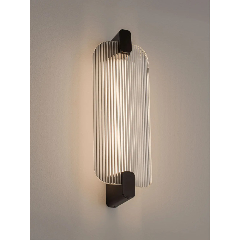 Kinkiet - szkło ryflowane Corfino H40cm LED 3000K przeźroczysty / czarny