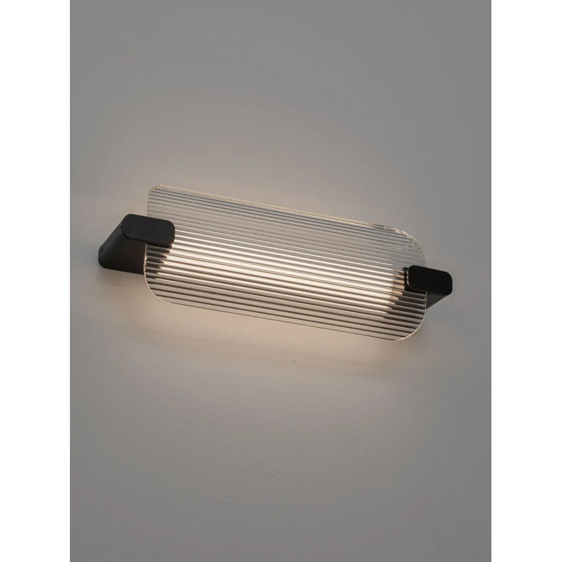 Kinkiet - szkło ryflowane Corfino H40cm LED 3000K przeźroczysty / czarny