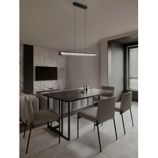 Lampa wisząca podłużna - szkło ryflowane Corfino 87cm LED 3000K przeźroczysty / czarny
