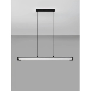 Lampa wisząca podłużna - szkło ryflowane Corfino 87cm LED 3000K przeźroczysty / czarny