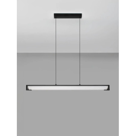 Lampa wisząca podłużna - szkło ryflowane Corfino 87cm LED 3000K przeźroczysty / czarny