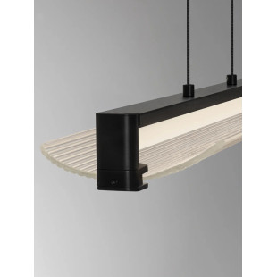 Lampa wisząca podłużna - szkło ryflowane Corfino 87cm LED 3000K przeźroczysty / czarny