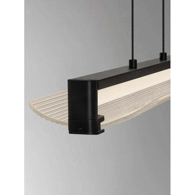 Lampa wisząca podłużna - szkło ryflowane Corfino 87cm LED 3000K przeźroczysty / czarny