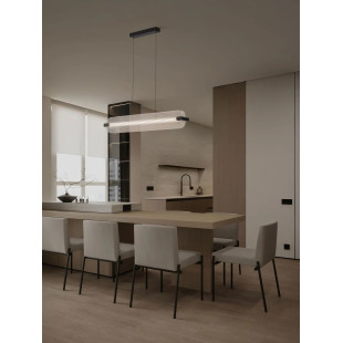 Lampa wisząca podłużna - szkło ryflowane Corfino II 87cm LED 3000K przeźroczysty / czarny