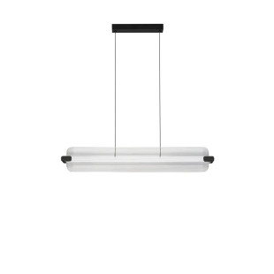 Lampa wisząca podłużna - szkło ryflowane Corfino II 87cm LED 3000K przeźroczysty / czarny