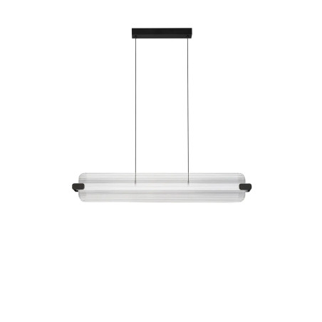 Lampa wisząca podłużna - szkło ryflowane Corfino II 87cm LED 3000K przeźroczysty / czarny