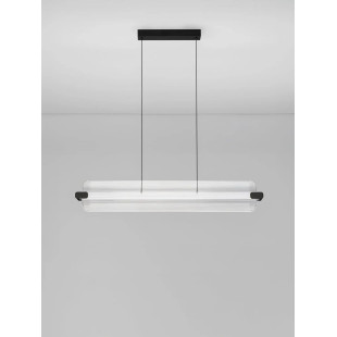Lampa wisząca podłużna - szkło ryflowane Corfino II 87cm LED 3000K przeźroczysty / czarny