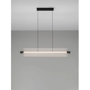 Lampa wisząca podłużna - szkło ryflowane Corfino II 87cm LED 3000K przeźroczysty / czarny