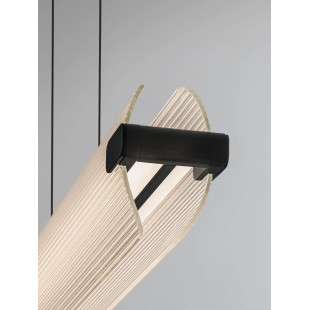 Lampa wisząca podłużna - szkło ryflowane Corfino II 87cm LED 3000K przeźroczysty / czarny