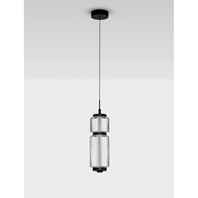 Lampa wisząca designerska - akrylowa Acchio 12cm LED 3000K przeźroczysto-czarna
