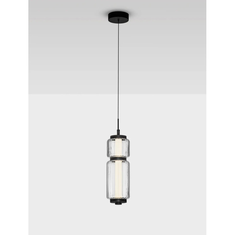 Lampa wisząca designerska - akrylowa Acchio 12cm LED 3000K przeźroczysto-czarna