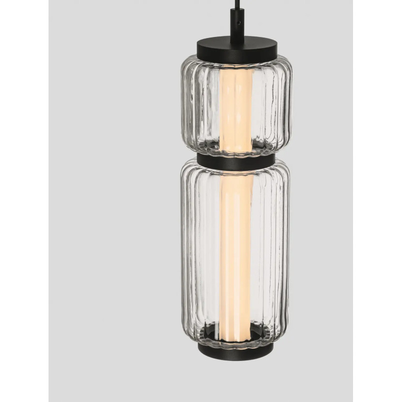 Lampa wisząca designerska - akrylowa Acchio 12cm LED 3000K przeźroczysto-czarna