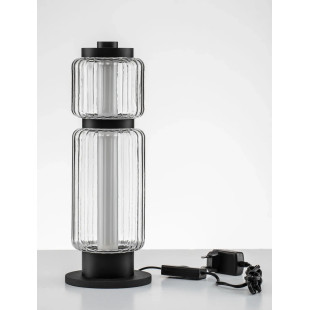 Lampa stołowa designerska - akrylowa Acchio H39cm LED 3000K przeźroczysto-czarna