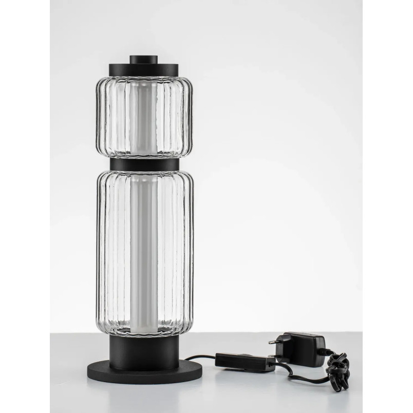 Lampa stołowa designerska - akrylowa Acchio H39cm LED 3000K przeźroczysto-czarna