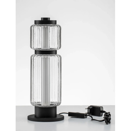 Lampa stołowa designerska - akrylowa Acchio H39cm LED 3000K przeźroczysto-czarna