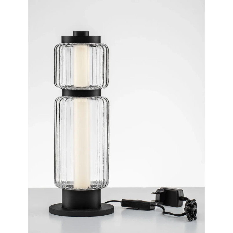 Lampa stołowa designerska - akrylowa Acchio H39cm LED 3000K przeźroczysto-czarna