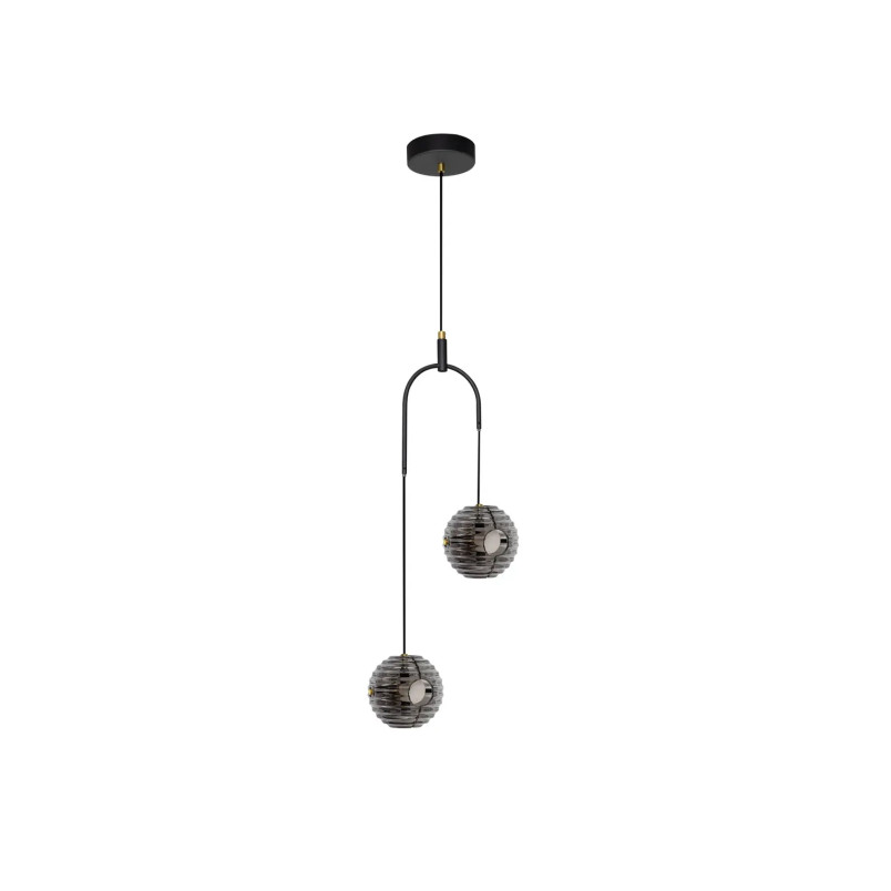 Lama wisząca 2 kule - szkło dekoracyjne dymione Ossio 31cm LED 3000K 