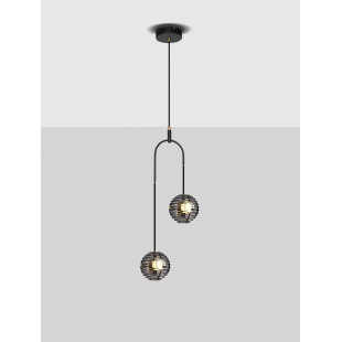 Lama wisząca 2 kule - szkło dekoracyjne dymione Ossio 31cm LED 3000K 