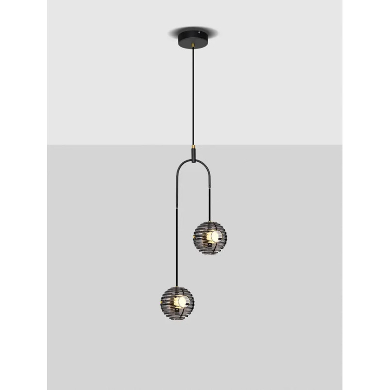 Lama wisząca 2 kule - szkło dekoracyjne dymione Ossio 31cm LED 3000K 