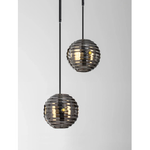 Lama wisząca 2 kule - szkło dekoracyjne dymione Ossio 31cm LED 3000K 