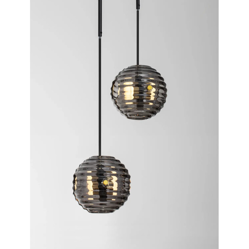 Lama wisząca 2 kule - szkło dekoracyjne dymione Ossio 31cm LED 3000K 