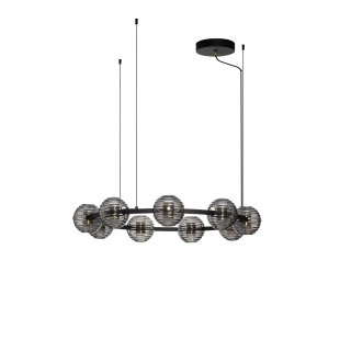 Lama wisząca okrągła ze szklanymi kulami - szkło dekoracyjne dymione Ossio 91cm LED 3000K 