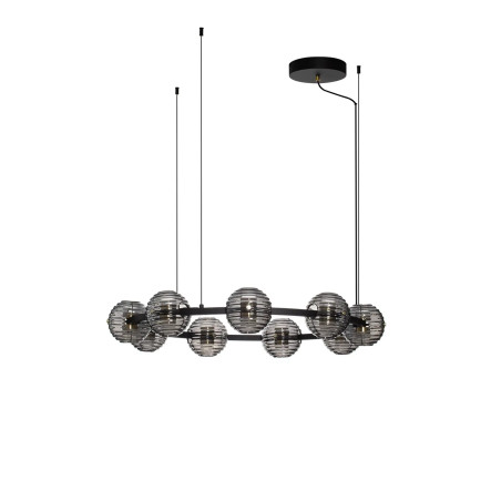 Lama wisząca okrągła ze szklanymi kulami - szkło dekoracyjne dymione Ossio 91cm LED 3000K 