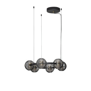 Lama wisząca okrągła ze szklanymi kulami - szkło dekoracyjne dymione Ossio 63cm LED 3000K 