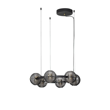 Lama wisząca okrągła ze szklanymi kulami - szkło dekoracyjne dymione Ossio 63cm LED 3000K 