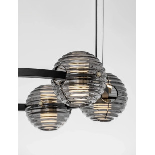 Lama wisząca okrągła ze szklanymi kulami - szkło dekoracyjne dymione Ossio 63cm LED 3000K 