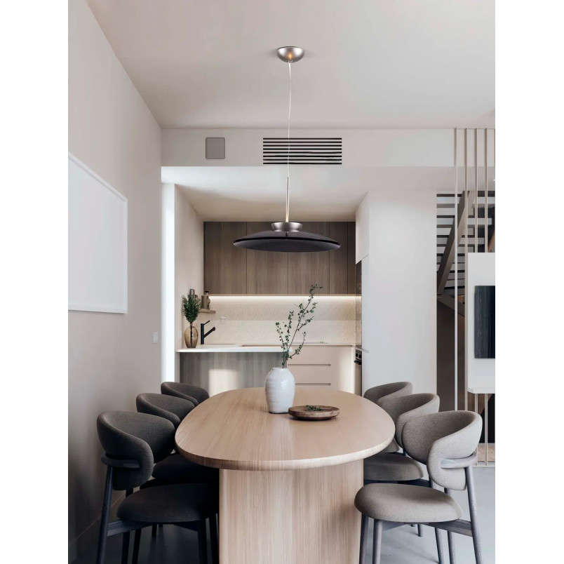 Lampa wisząca szklana designerska - ściemniacz triac Loggi 50cm LED 3000K szkło dymione / ciemny nikiel